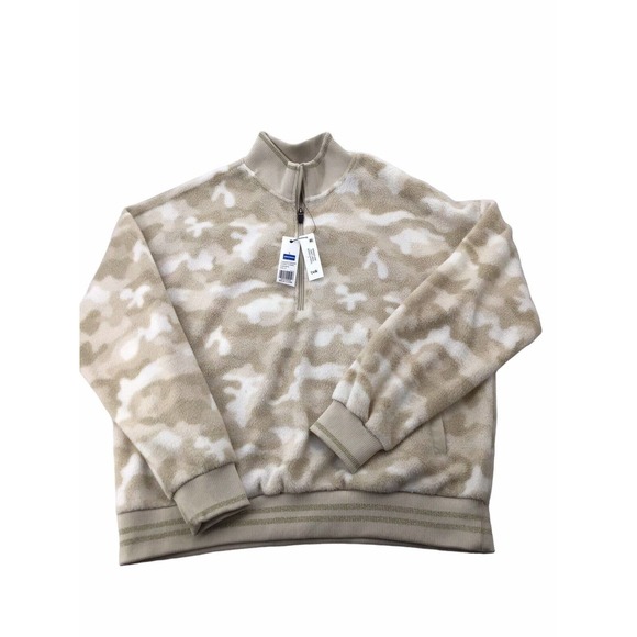 Zelos Sweaters - Zelos NWT 1/2 Zip Sherpa Ribbed Hem Pullover Size Large Ivory Camo